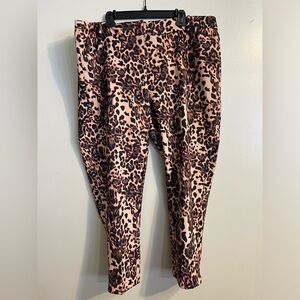 Eloquii Womens Brown Animal Print Ankle Pants Stretch Size 22S
